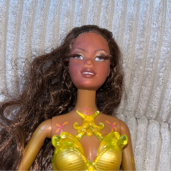 Barbie Fairytopia Wonder Fairy Asha Rooted Lashes Doll rare Black gold - Picture 4 of 6